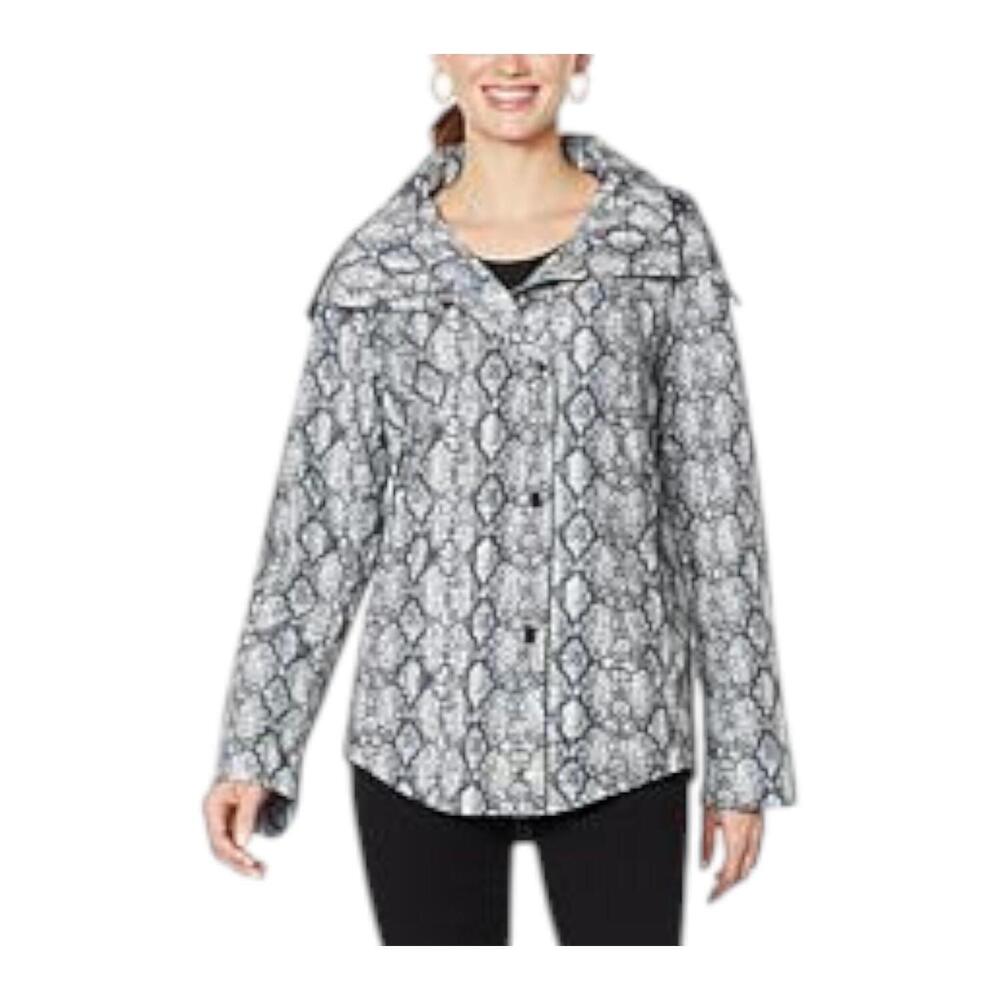 Laurier & Co. Women's Wind and Water Resistant Flare Coat Snake Print - Regular